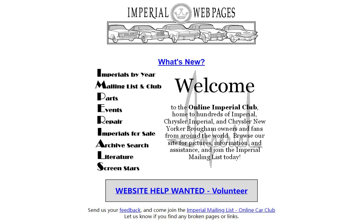 Online Imperial Club (OIC) for Imperial, Chrysler Imperial, and Chrysler New Yorker Brougham Enthusiasts