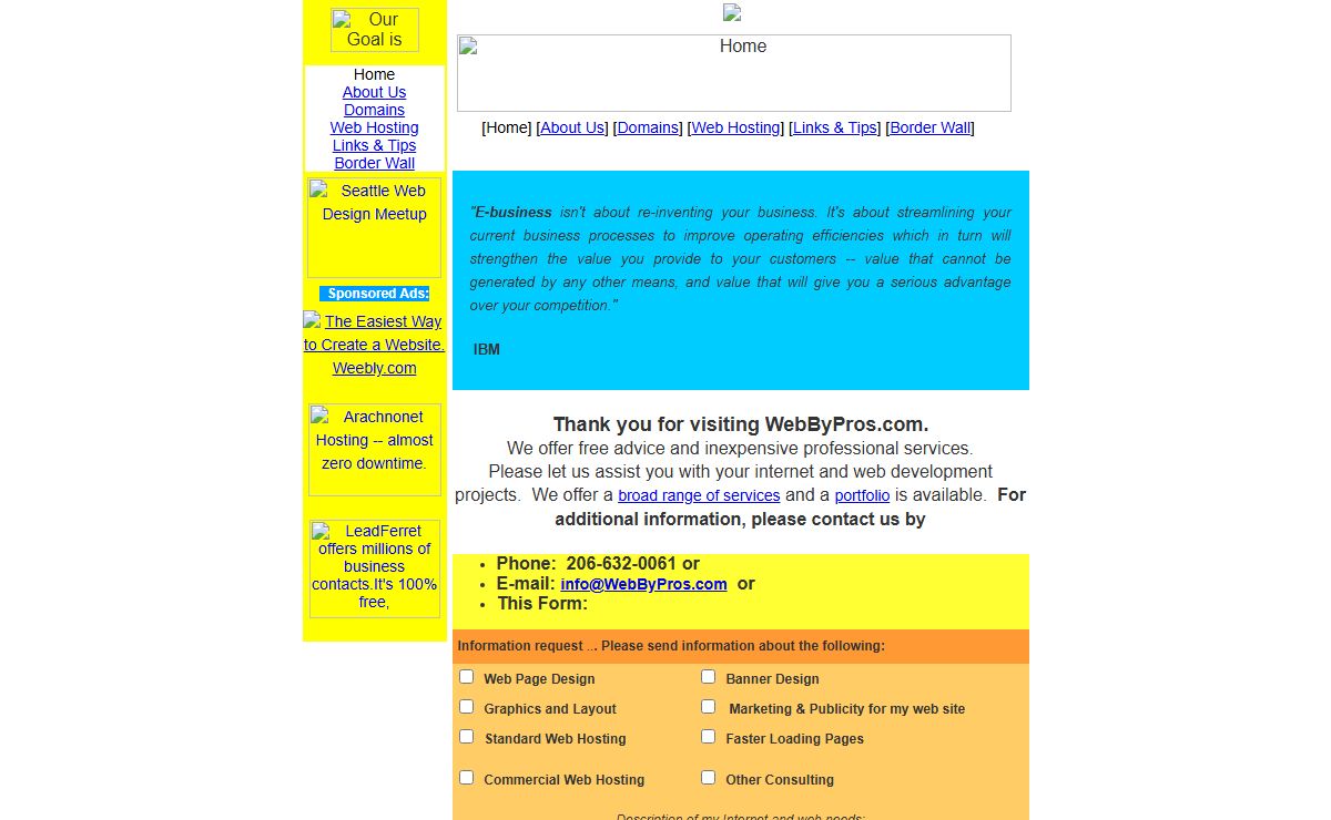 WebByPros web development, design, web hosting, site marketing and consulting