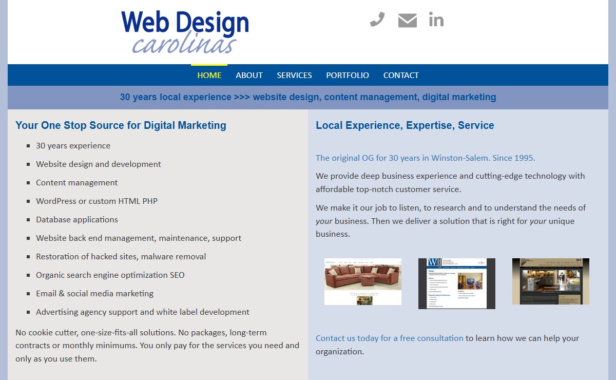 Web Design Carolinas Winston-Salem website design development content management digital marketing Winston-Salem Piedmont Triad North Carolina