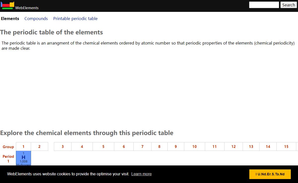 The periodic table of the elements by WebElements