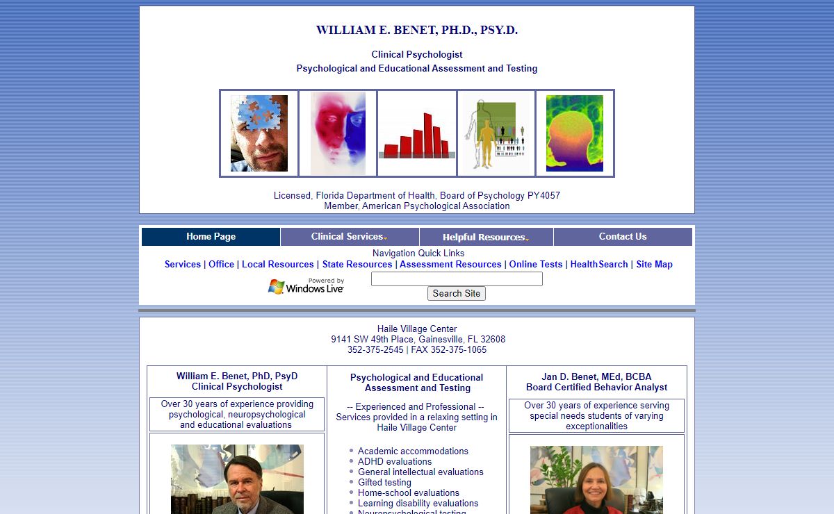 William E. Benet, PhD, PsyD - Clinical Psychologist, Gainesville, Florida