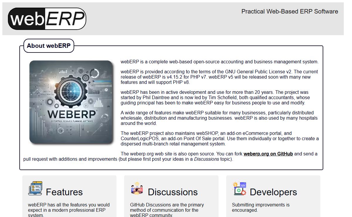 webERP - Main Page