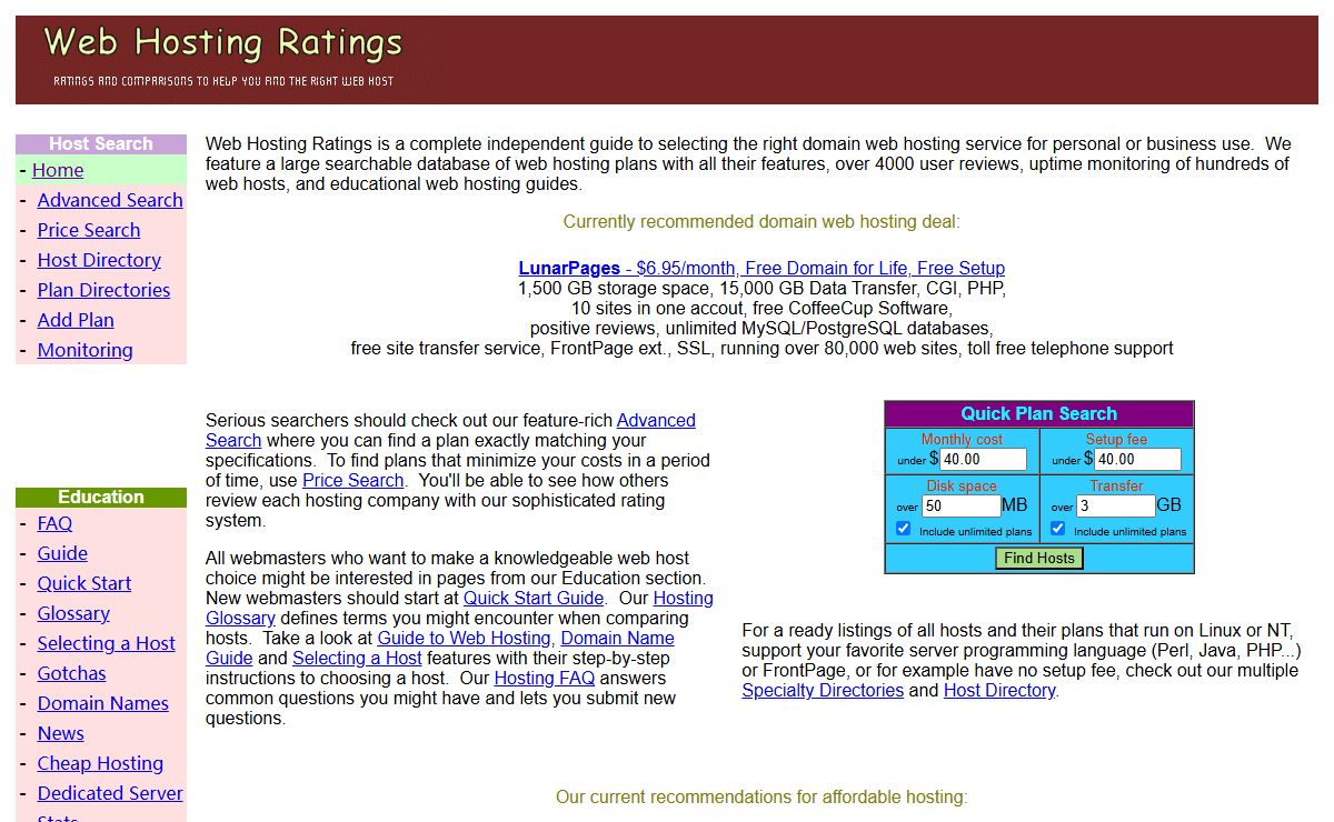 Web Hosting Ratings - Reviews of Domain Web Hosting Services: Cheap to Business
