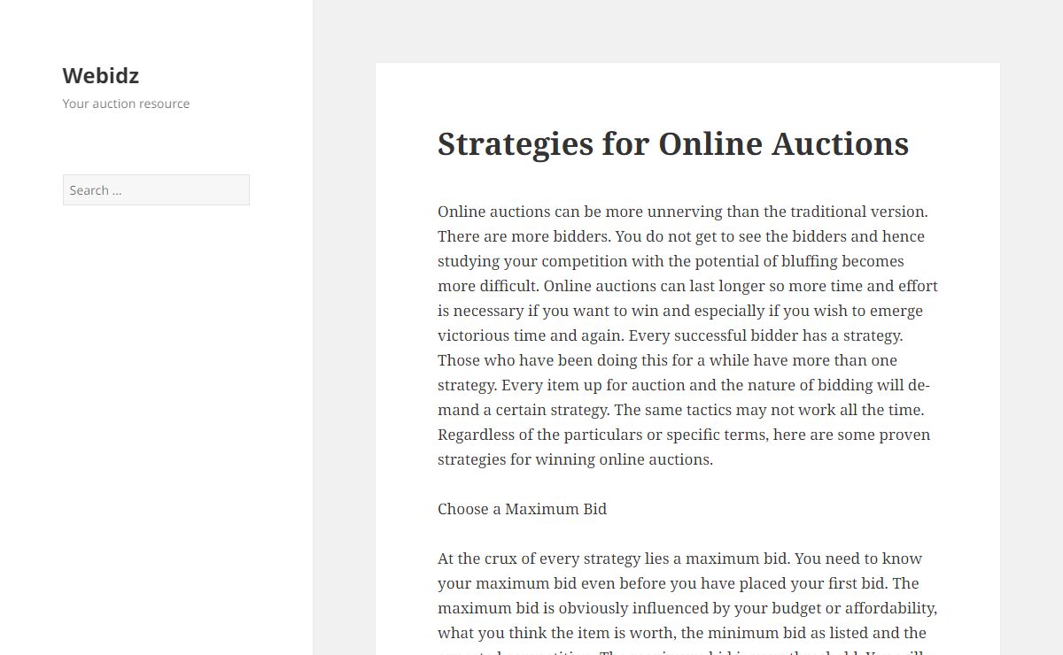 Webidz – Your auction resource