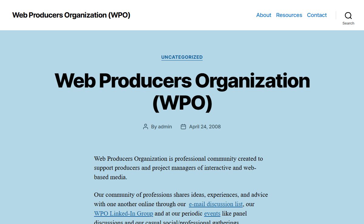 Web Producers Organization (WPO)
