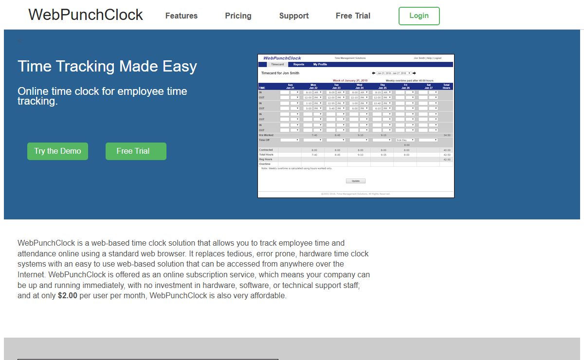 Online Time Clock Software | Web Punch Clock Software
