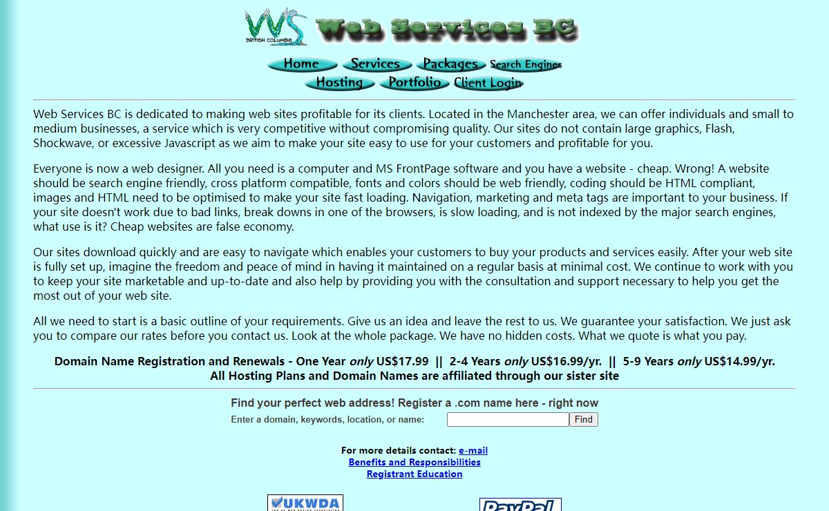 Web Services BC - Web site design in British Columbia, Canada. Complete package - web design including graphics, search engine optimization, domain name registration, web site hosting, images and graphics.">