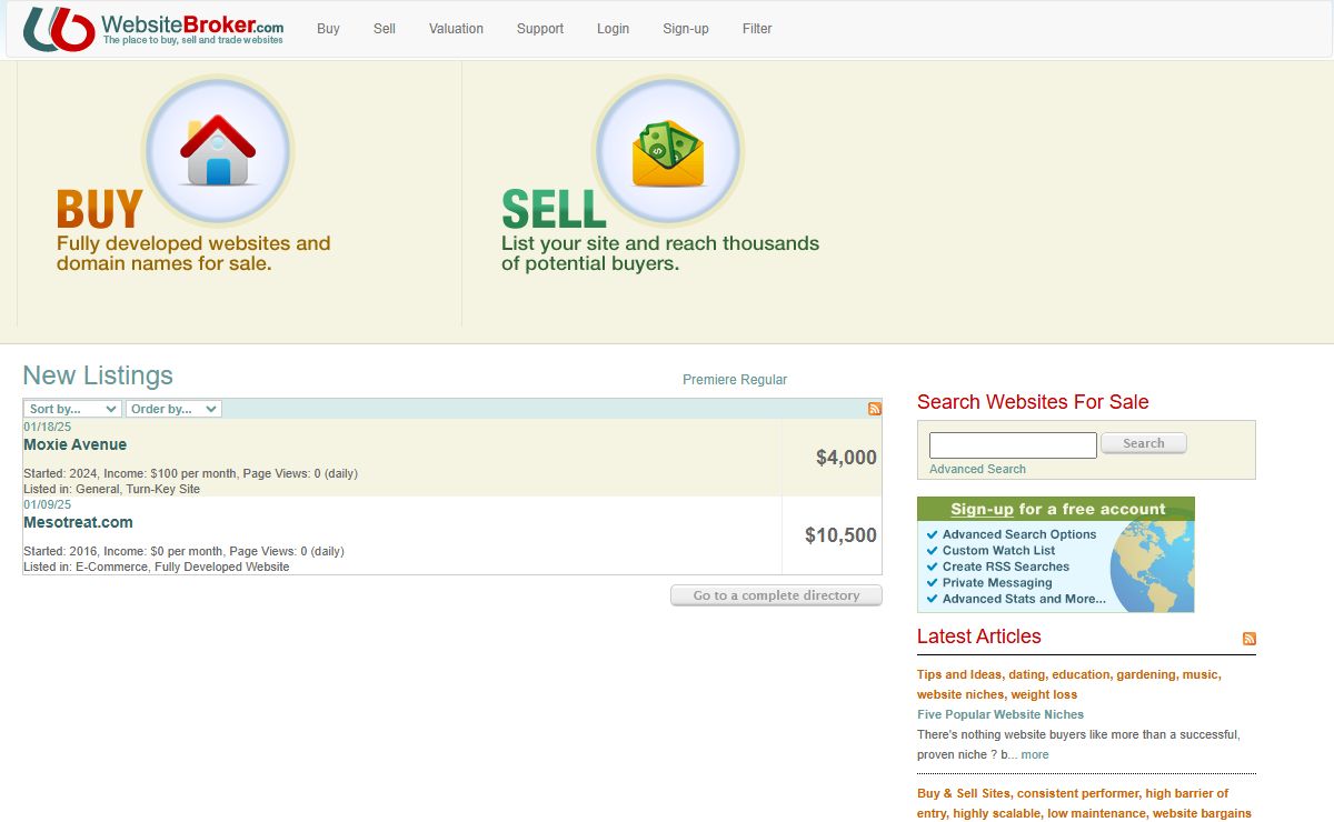 WebsiteBroker - Websites For Sale. Buy and sell websites and domain names!