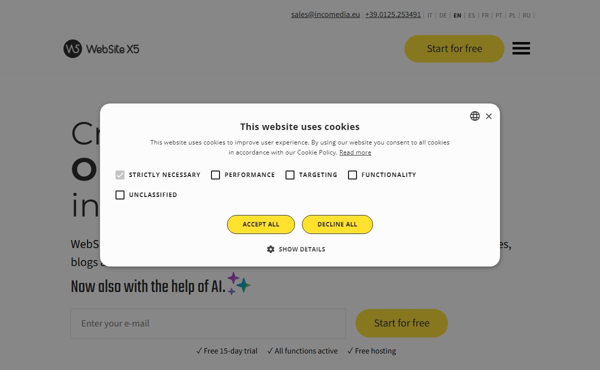 Create your website with WebSite X5, the #1 Site Builder in Italy