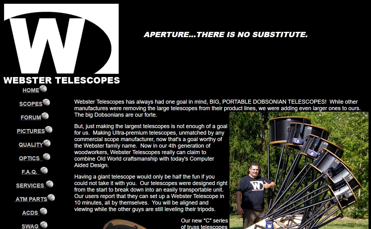 Webster Telescopes - Large Dobsonian Telescopes