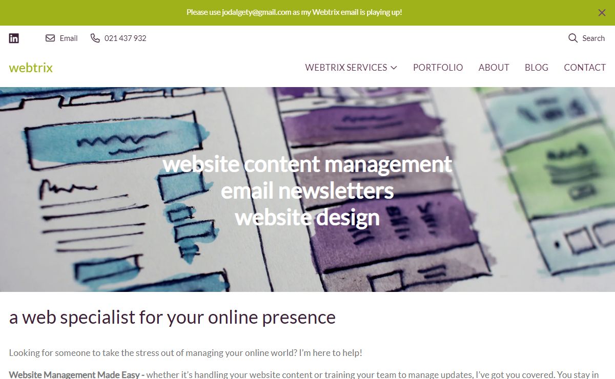 Website design web maintenance email newsletters Webtrix