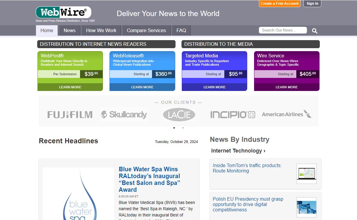 Press Release Distribution Services - WebWire