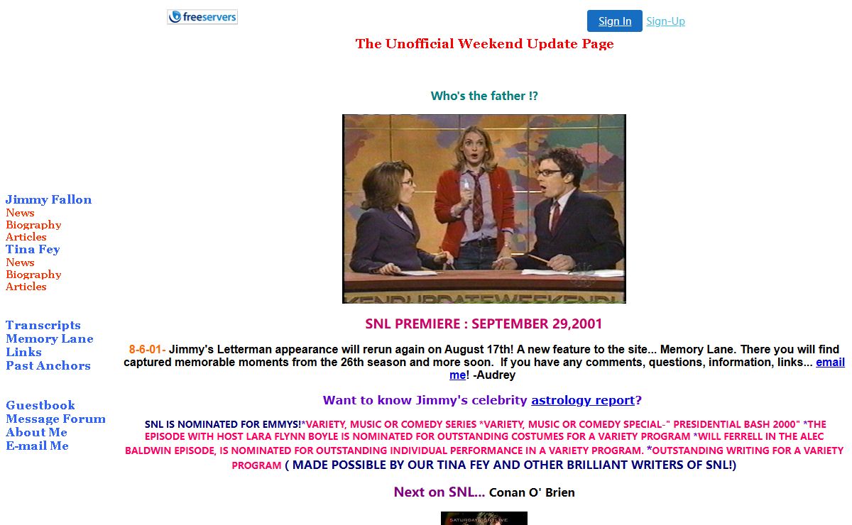 The Unofficial Weekend Update Page