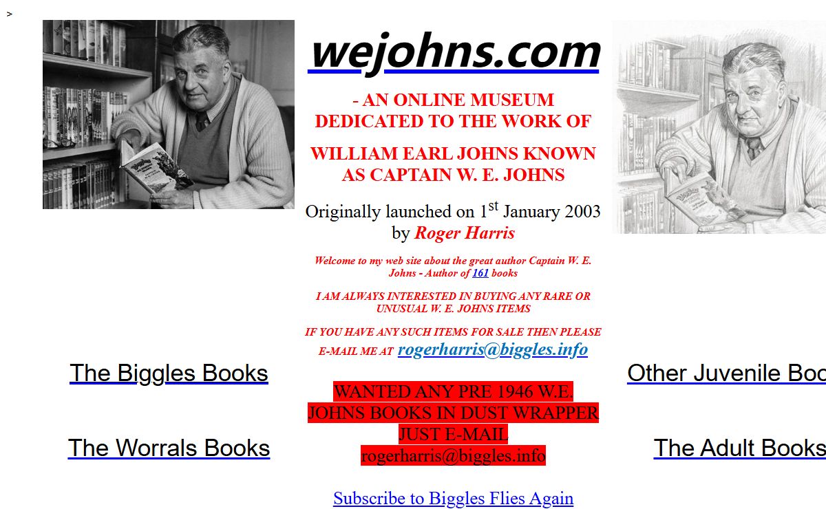 Captain W E Johns - creator of Biggles