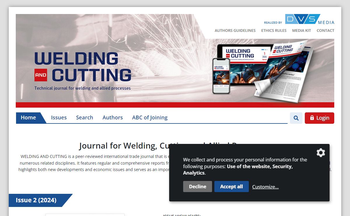 Magazine - Welding and Cutting