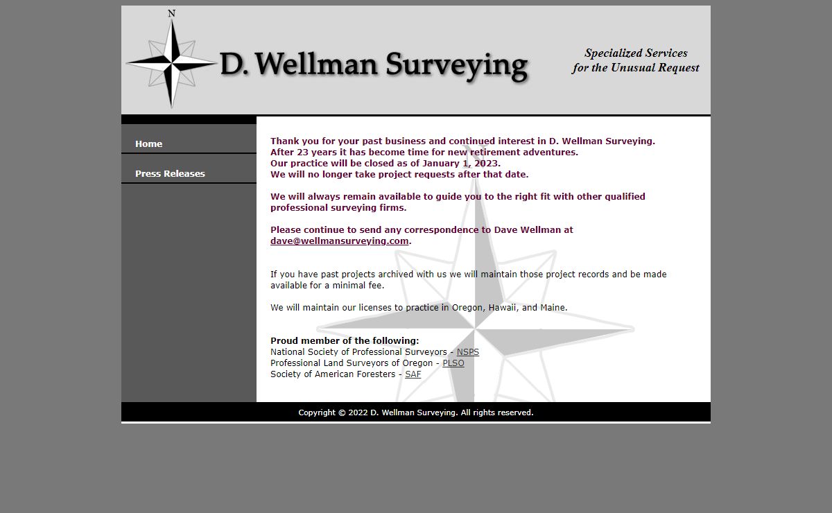 D. Wellman Surveying Eugene, Oregon | Land Surveying - 3D Scanning - Aerial Photography