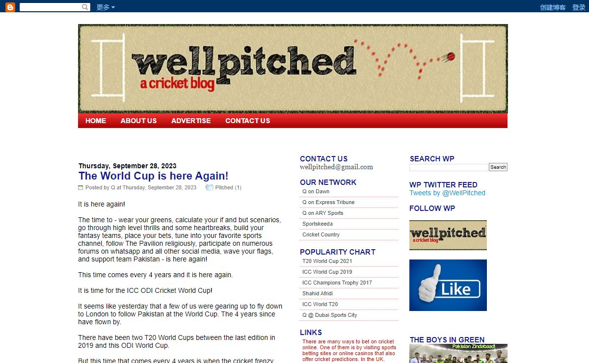 Well Pitched - a cricket blog