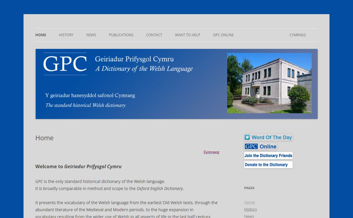 Dictionary of the Welsh Language | The standard historical Welsh dictionary