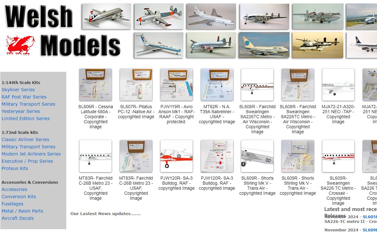Welshmodels 144th and 72nd scale aircraft kits Home Page