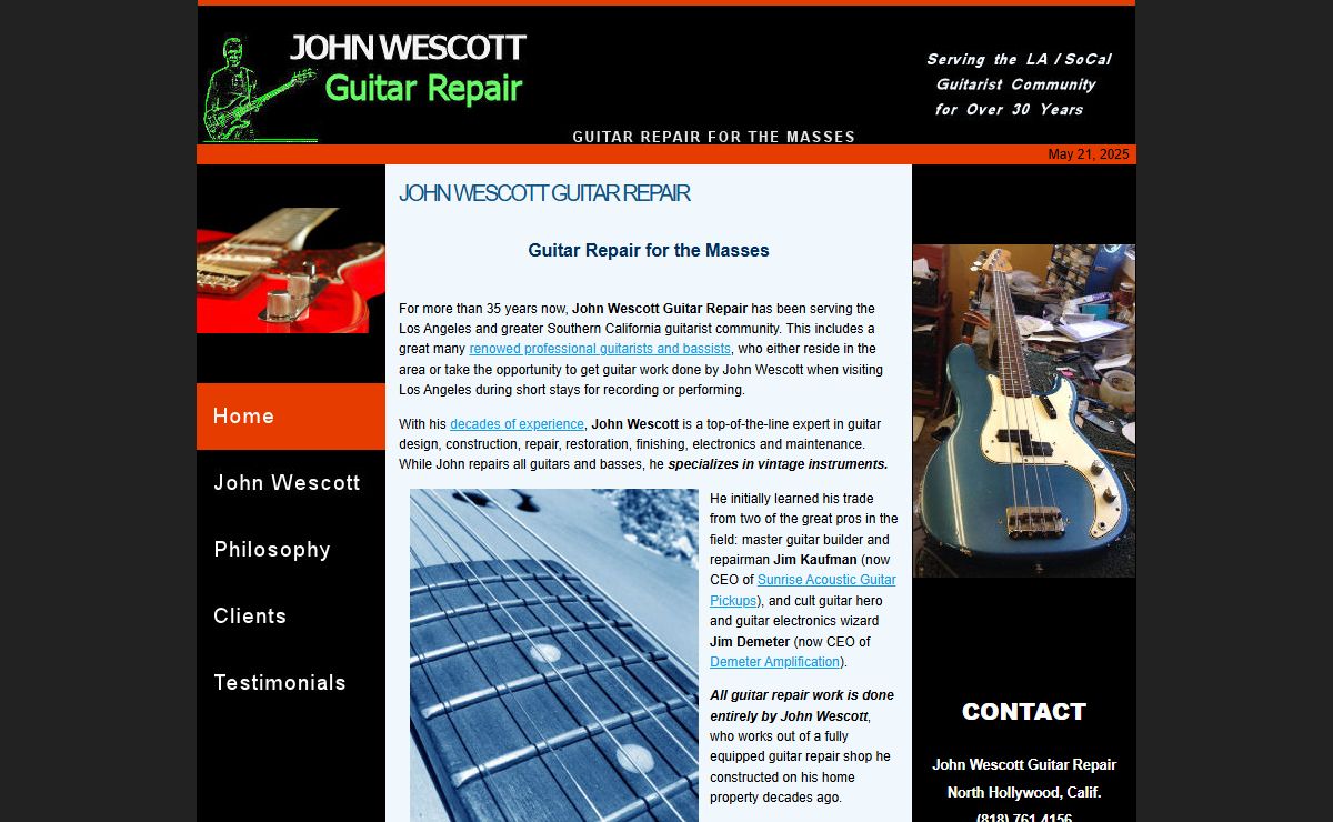 John Wescott Guitar Repair - Los Angeles and SoCal