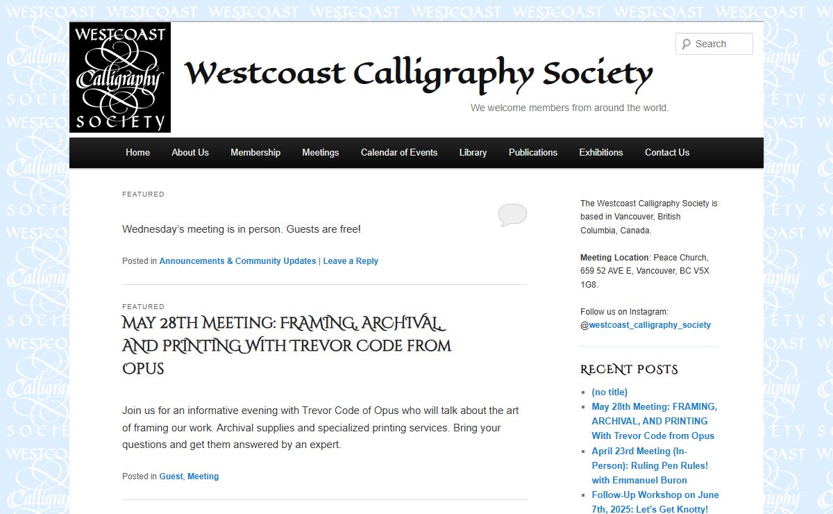 Westcoast Calligraphy Society | We welcome members from around the world.