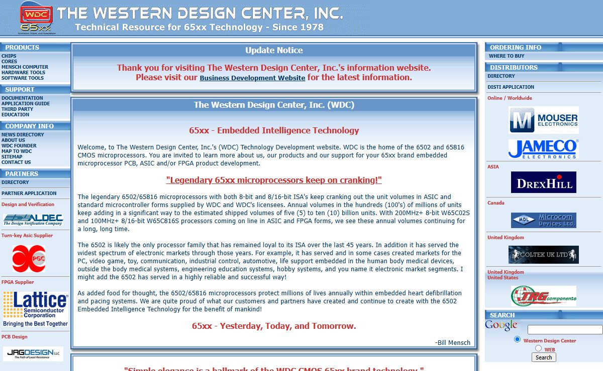 Western Design Center | 6502, 65816 Microprocessors, IC, IP and Boards