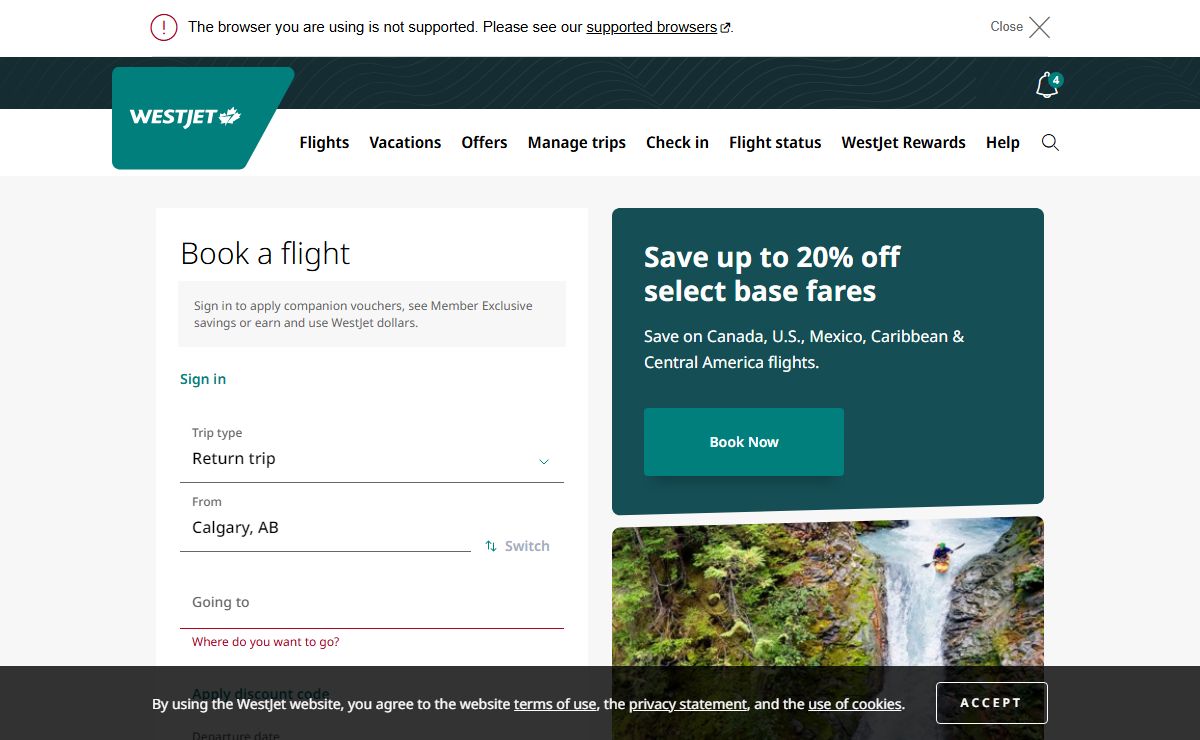 Flights and vacation packages | WestJet official site