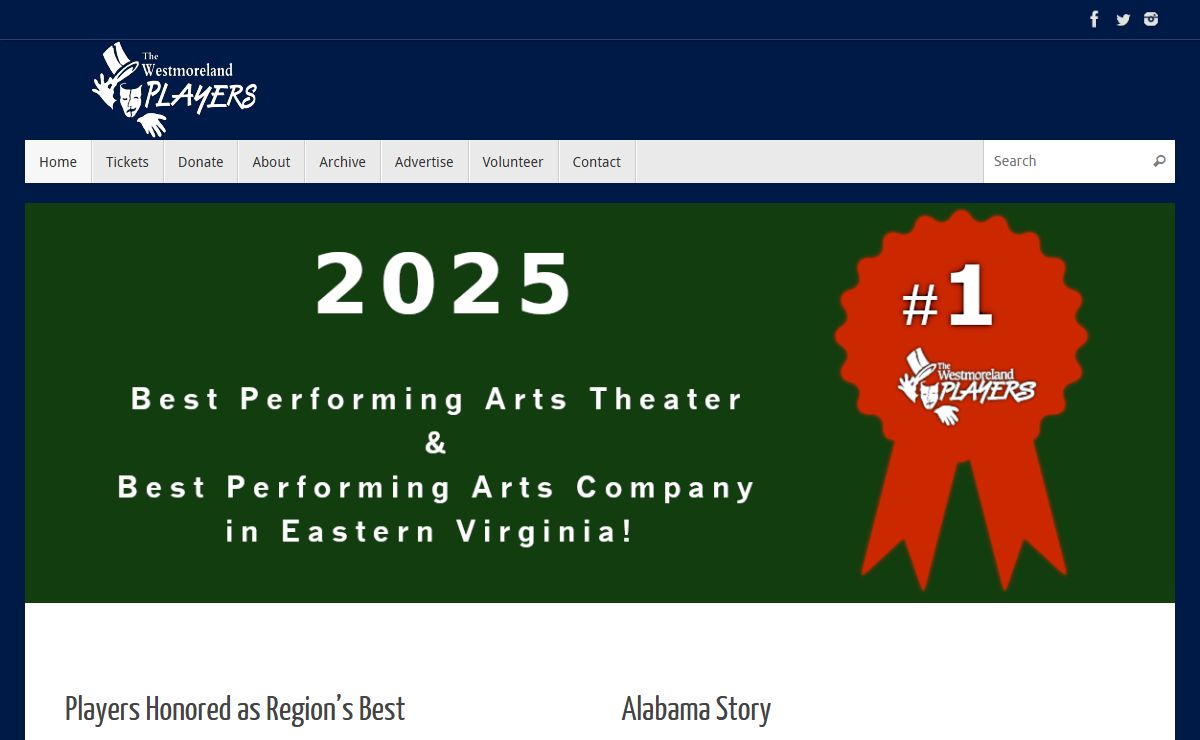 Westmoreland Players – "Best Community Theatre in Virginia!"
