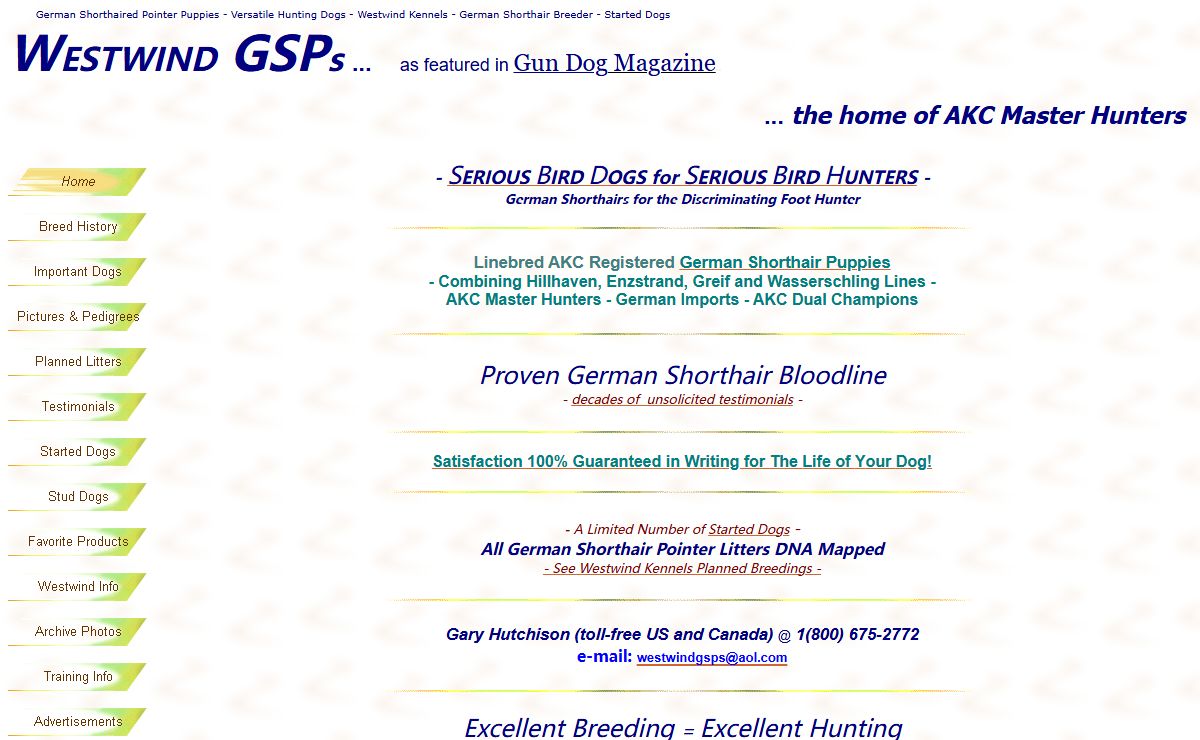 Westwind German Shorthairs - Serious Bird Dogs for Serious Bird Hunters