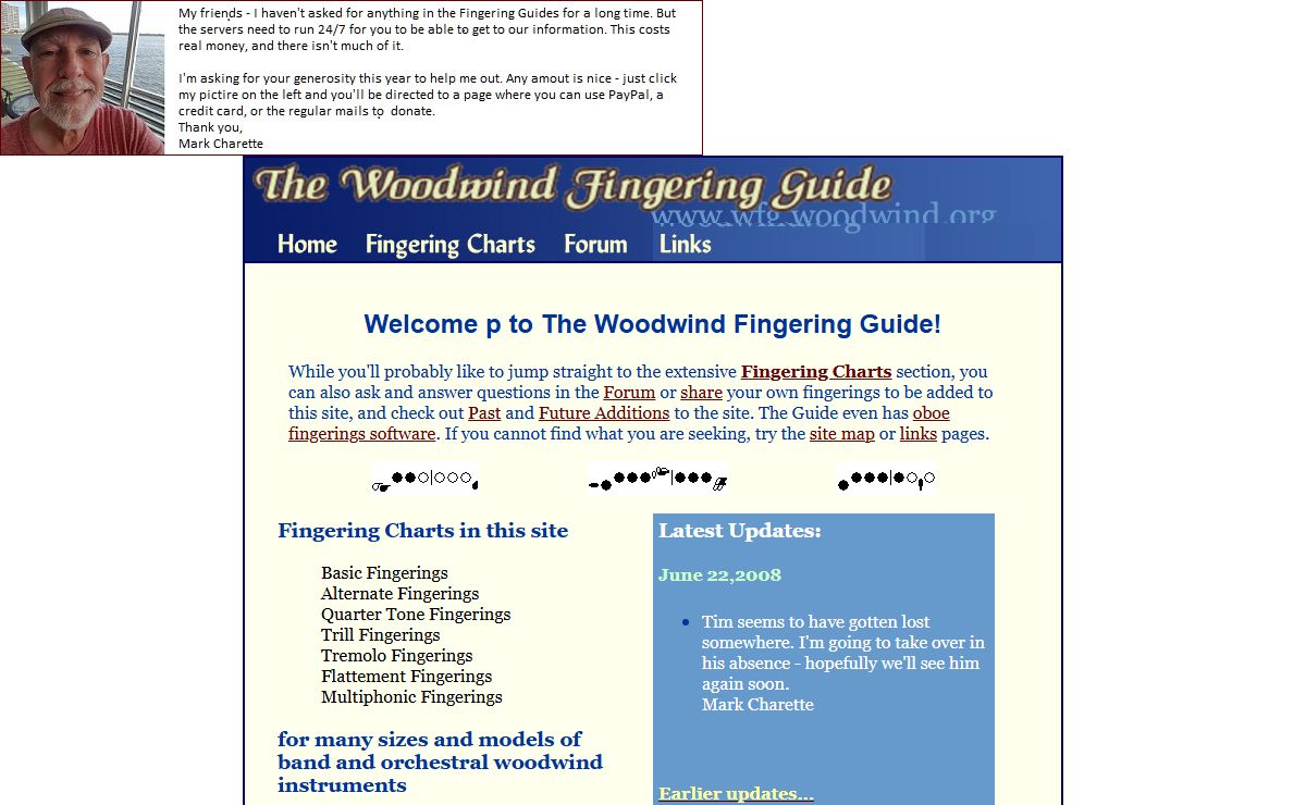 The Woodwind Fingering Guide - Online fingering charts for flute, piccolo, oboe, clarinet, saxophone, bassoon, recorder, tin whistle, fife, charanga flute, shakuhachi flute, uilleann pipes, and sarrusophone