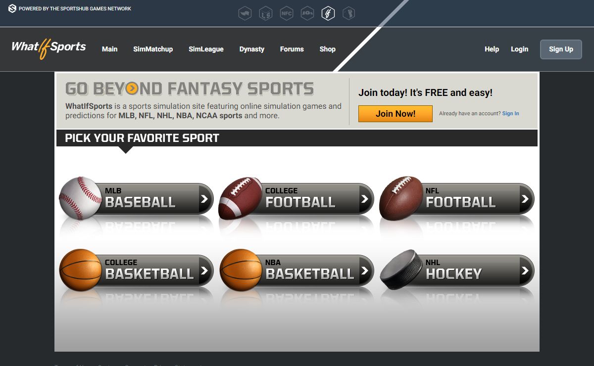 WhatIfSports: Free Online Simulation Games, Sim Leagues, Sim Games