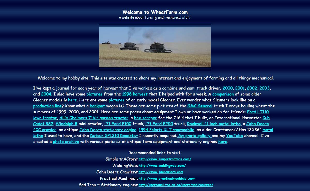 Wheatfarm.com; a website all about farming and mechanical stuff