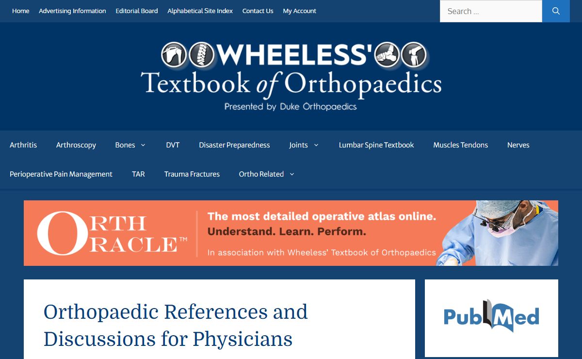 Orthopaedic References and Discussions for Physicians : Wheeless' Textbook of Orthopaedics