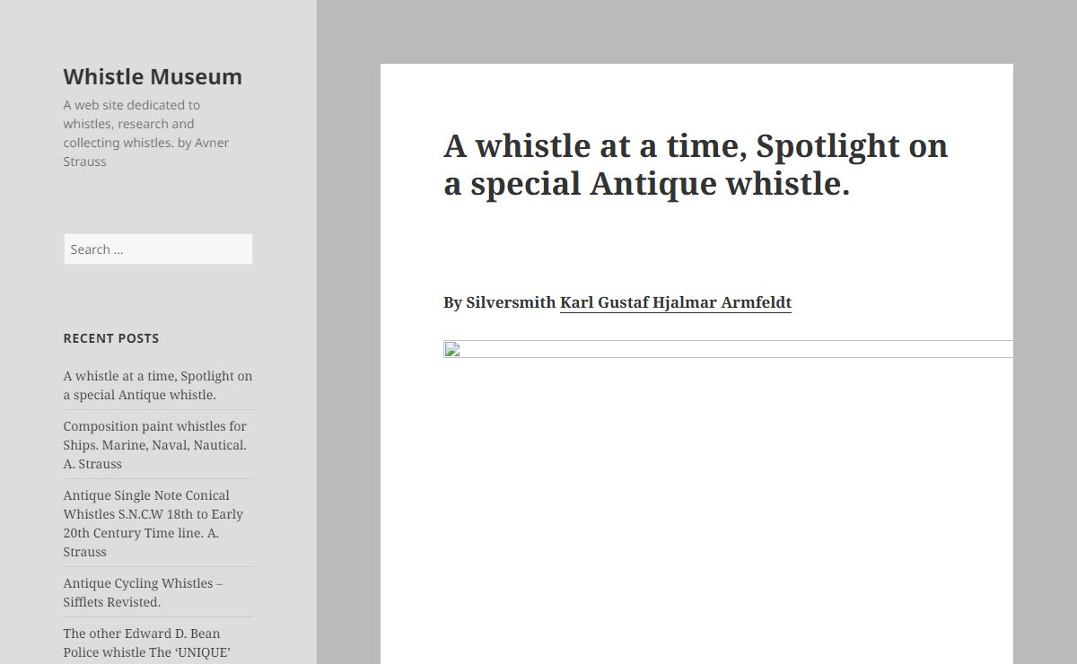 Whistle Museum – A web site dedicated to whistles, research and collecting whistles. by Avner Strauss