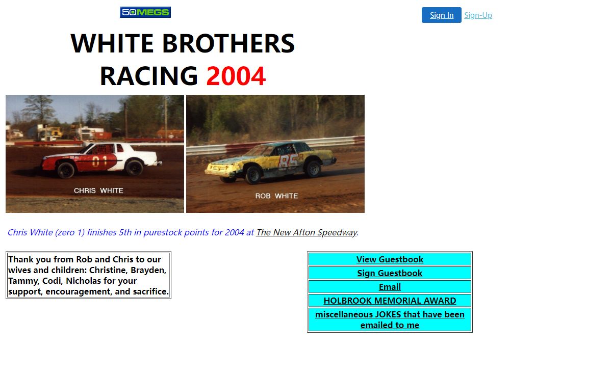 2004 HOME PAGE - WHITE BROTHERS RACING