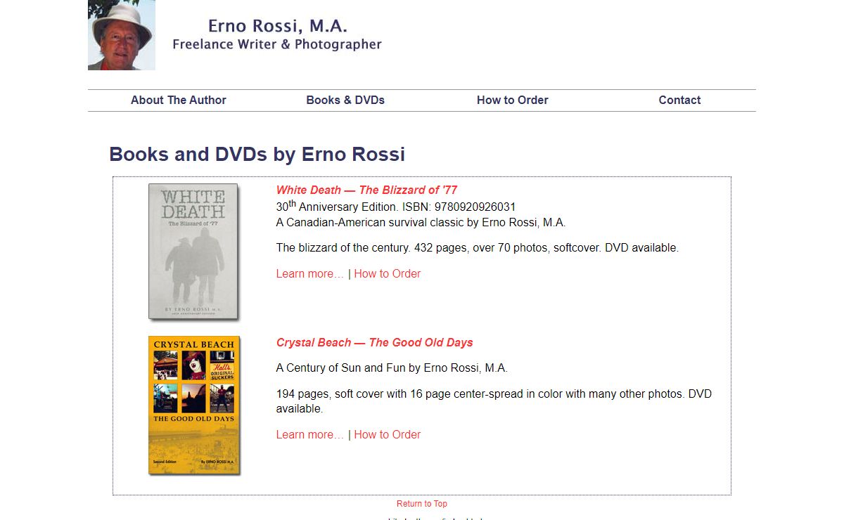 Books and DVDs by Erno Rossi, M.A., Freelance Writer & Photographer