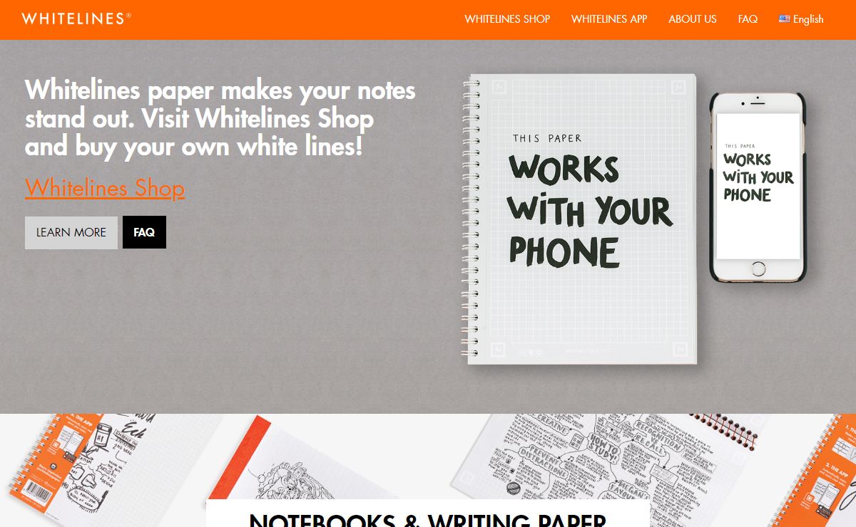 WHITELINES - Writing paper and notebooks with white lines