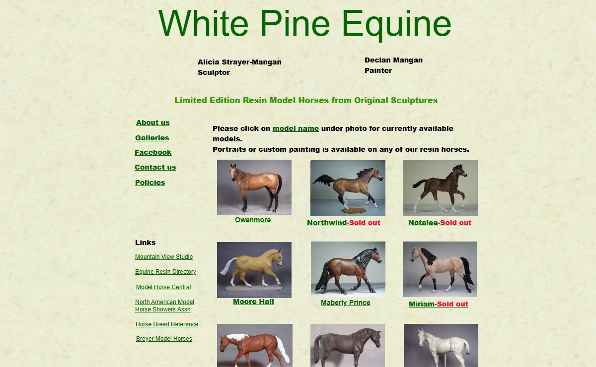 white pine equine resin model horse sculptures painted unpainted