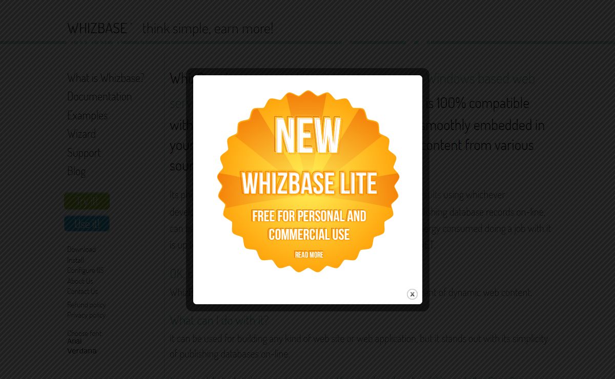 WhizBase - the simplest way to make dynamic web site content