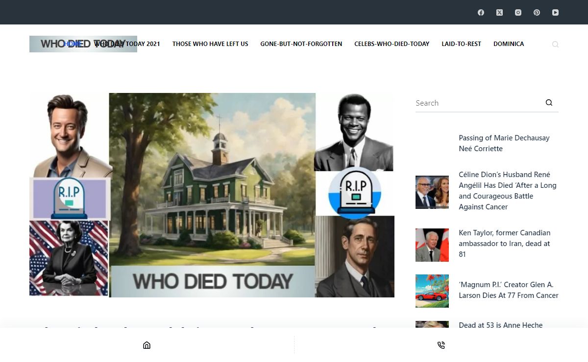 Who Died Today: Celebrity Deaths - Famous People In History