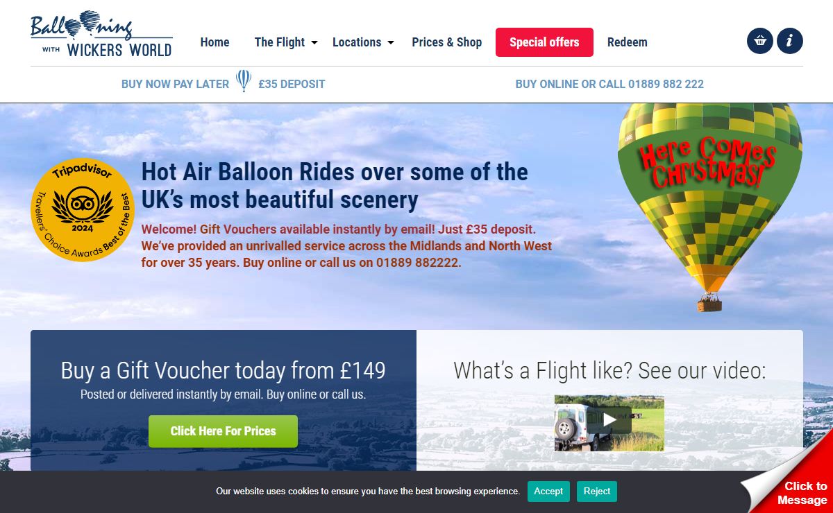 Hot Air Balloon Rides and Flights with the longest established operator. : Wickers World
