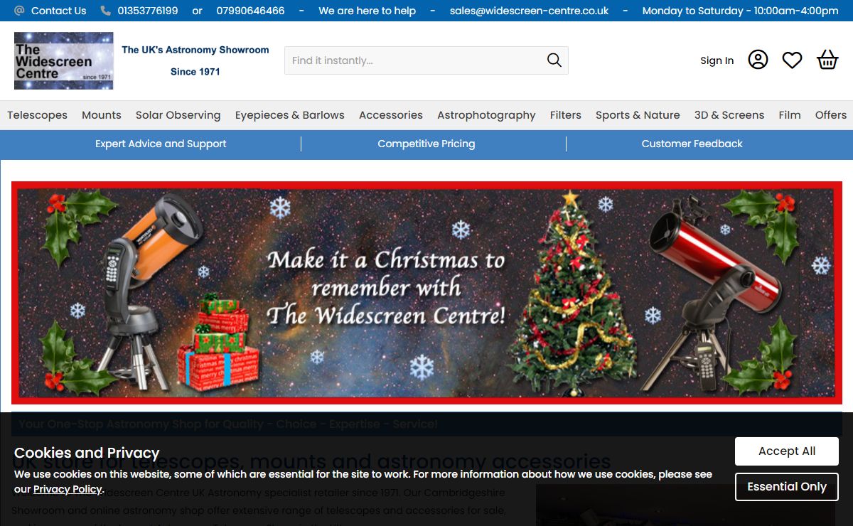 Astronomy Telescope Shop | Telescope UK for Sale Online - Widescreen Centre