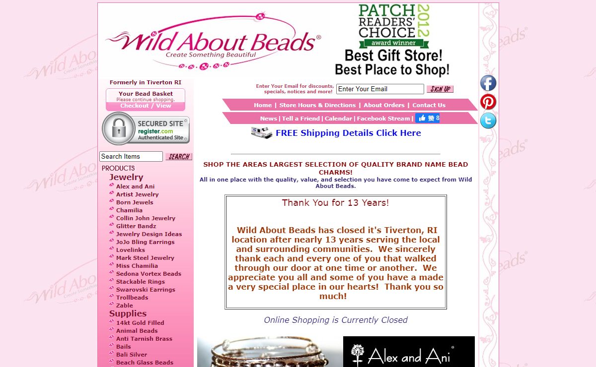 WildAboutBeads.com - Tiverton, Rhode Island RI Jewelry, Gift, and Bead Store. Authorized dealer for Chamilia, Alex & Ani, Lovelinks, Trollbeads, Zable, JoJo bling, Maruca designer handbags and more. Beads, findings, tools and more serving RI and Southeastern Massachusetts MA Area