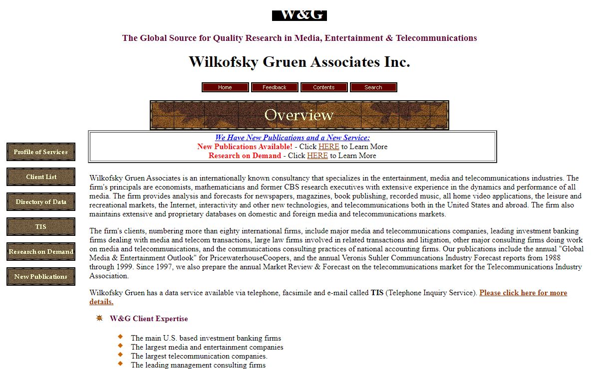 Wilkofsky Gruen-Research Consulting in the Media, Entertainment and Telecommunications Industries
