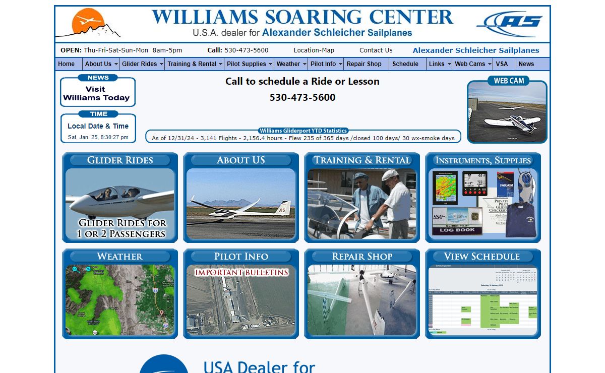 Williams Soaring Center (530) 473-5600 - Pilot Training, Learn to fly gliders, Glider rides