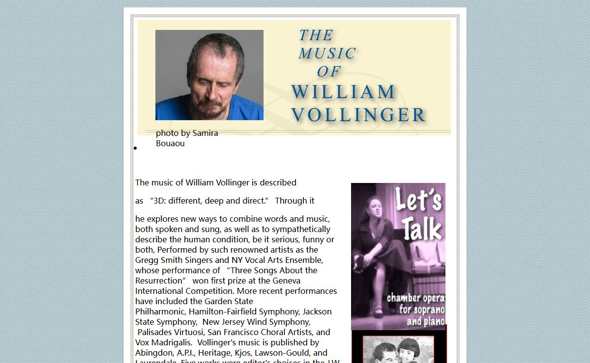 ThE MUSIC OF WILLIAM VOLLINGER ￼
