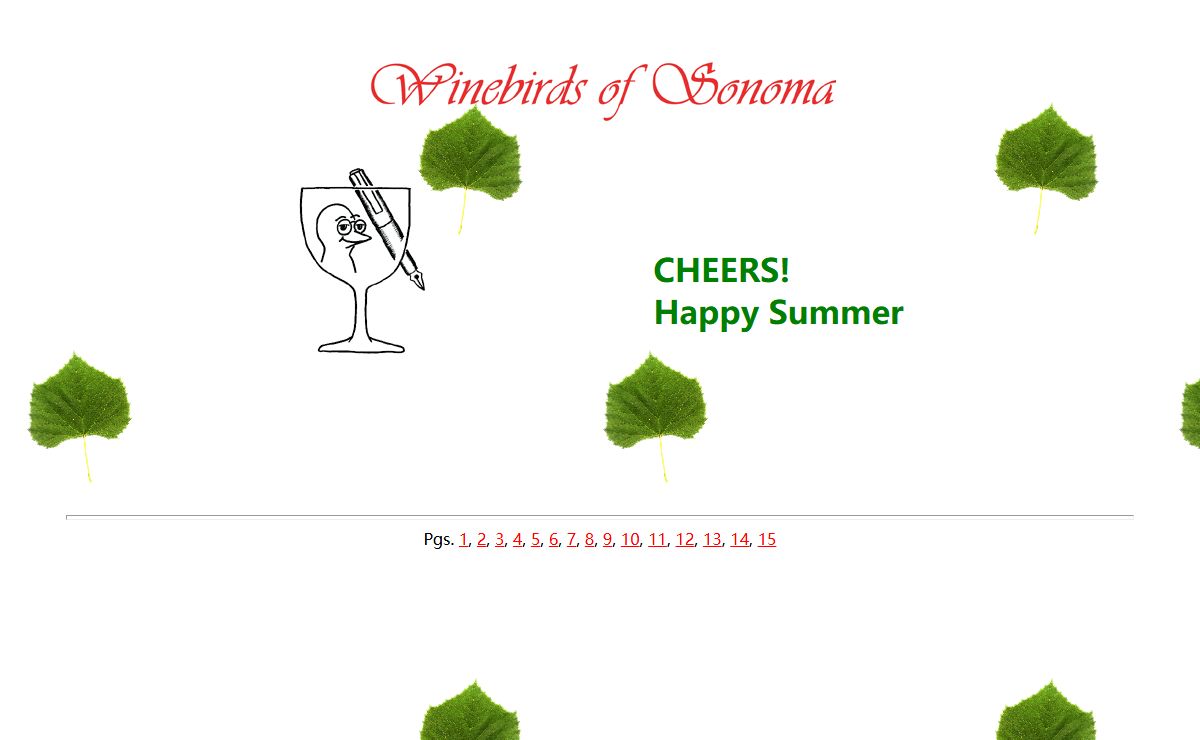 THE RARE BESPECTACLED WINEBIRDS of SONOMA, CALIFORNIA -- CARTOONS, WINE, WATERCOLORS, AND HUMOR