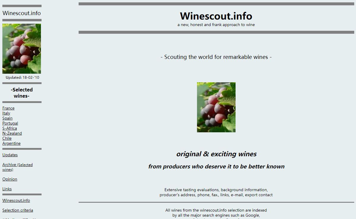 Winescout.info: independent and expert wine selections from france, italy, spain, portugal, south africa, new zealand