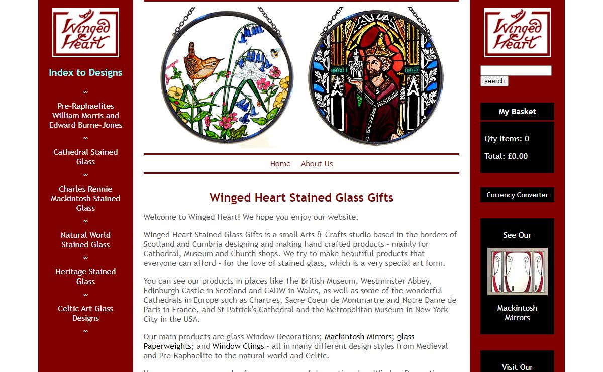 Winged Heart UK - Cathedral Stained Glass Gifts - Arts and Crafts Gifts