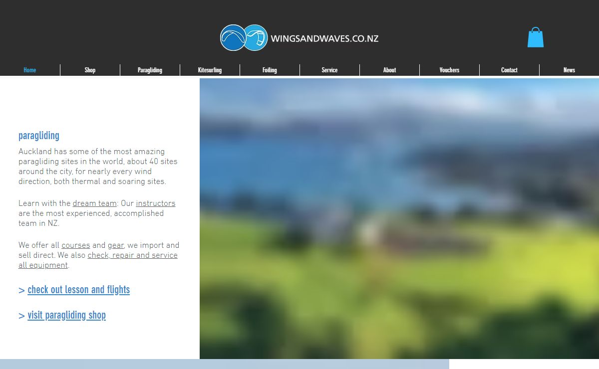 WingsandWaves paragliding, foiling, kiting supplier+school. Auckland New Zealand